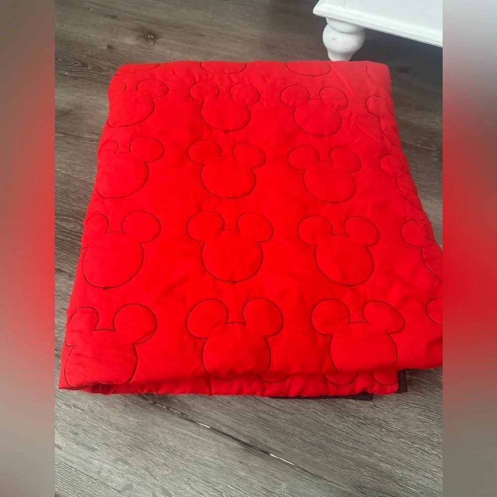 Disney Red Quilted Comforter with Subtle Stitch Motif